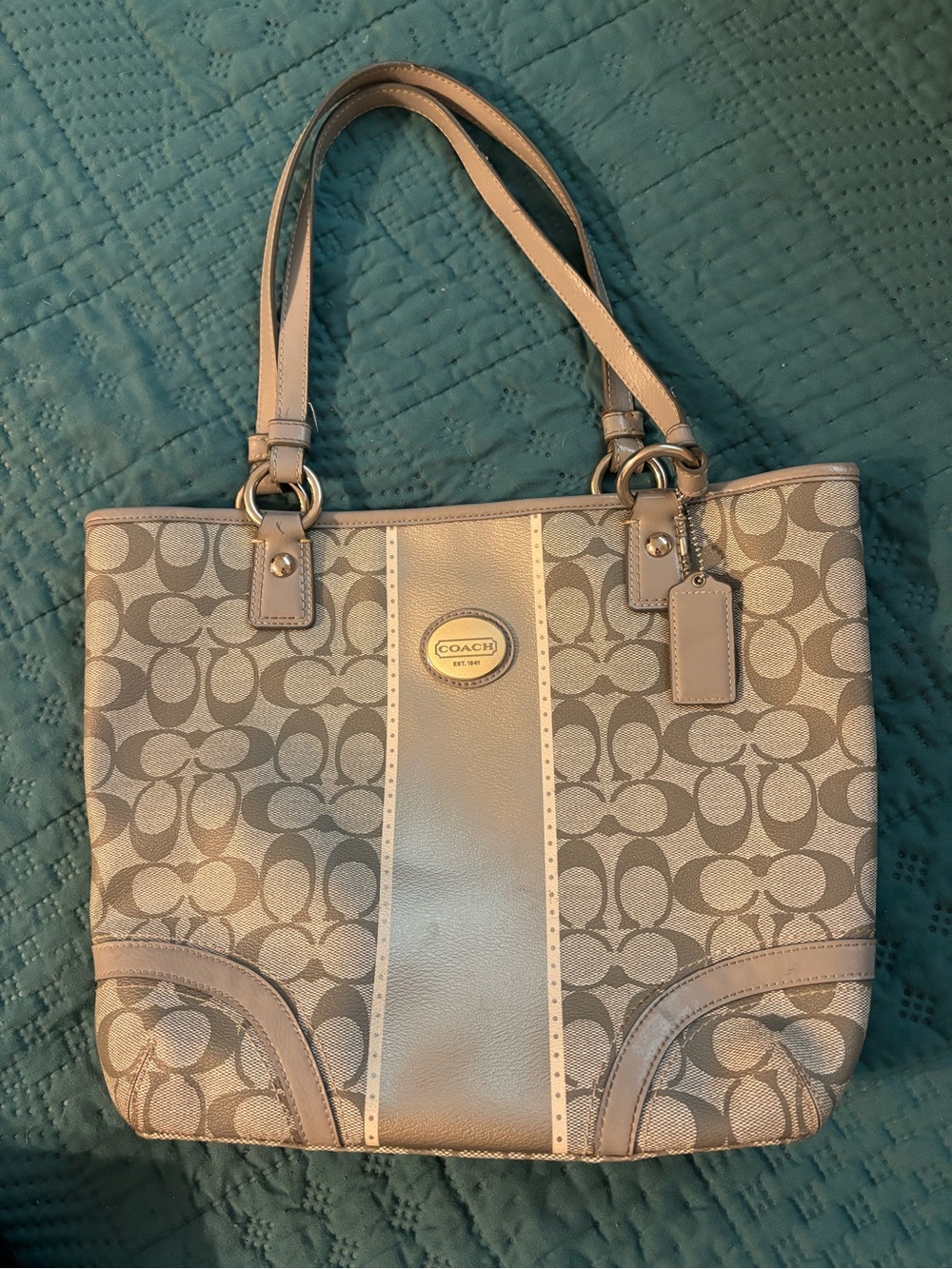 Coach Beige and Light Tan Signature Tote